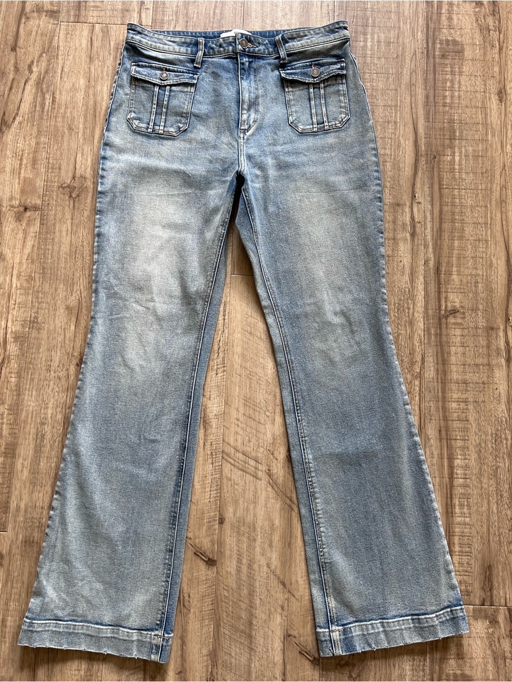 Western country classic cowgirl Light Blue Denim Jeans Casual bootcut Flare